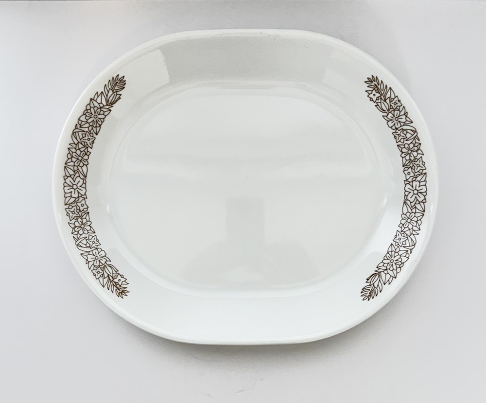 Corelle WOODLAND BROWN Oval Serving Platter 12"x10" Retired Pattern